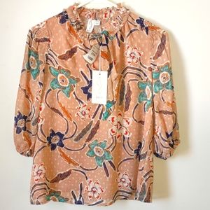 Joie Women's XS Floral Print Half Sleeve Blouse